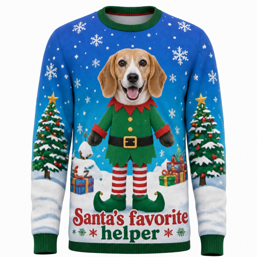 Placeholder preview of an elf-helper sweater