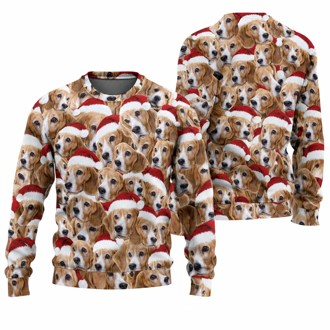 Placeholder preview of an all-over Santa-hat sweater